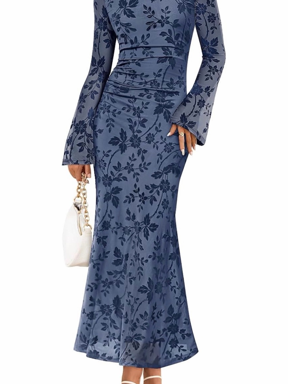 Zesica Long Sleeve Blue Floral Maxi Dress - Picture 3 of 3